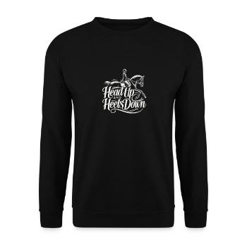 Kopf hoch und Fersen runter - Unisex Pullover - Schwarz - Vorne - Alina (178cm) & Michal (187cm)