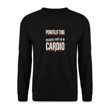 Kraftdreikampf, weil ich Kardio hasse - Unisex Pullover - Schwarz - Vorne - Alina (178cm) & Michal (187cm)