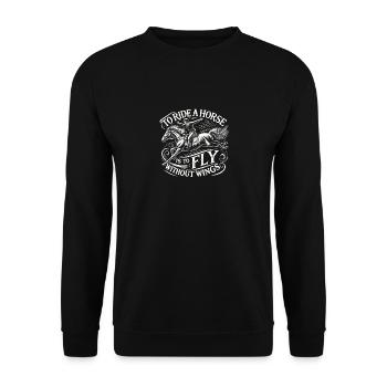 Ein Pferd zu reiten heißt, ohne Flügel zu fliegen - Unisex Pullover - Schwarz - Vorne - Alina (178cm) & Michal (187cm)