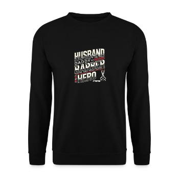 Ehemann Papa Friseur Held - Unisex Pullover - Schwarz - Vorne - Alina (178cm) & Michal (187cm)