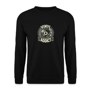 Vinyl-Süchtiger - Unisex Pullover - Schwarz - Vorne - Alina (178cm) & Michal (187cm)