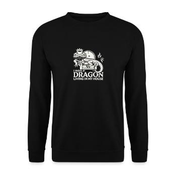 Ich habe einen Drachen, der in meinem Haus lebt - Unisex Pullover - Schwarz - Vorne - Alina (178cm) & Michal (187cm)