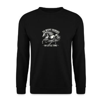 So viele Pferde, so wenig Zeit - Unisex Pullover - Schwarz - Vorne - Alina (178cm) & Michal (187cm)