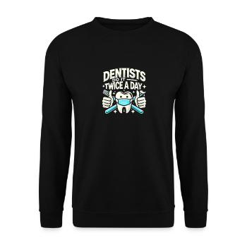 Zahnärzte machen es zweimal am Tag - Unisex Pullover - Schwarz - Vorne - Alina (178cm) & Michal (187cm)