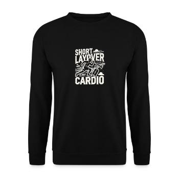 Kurzer Zwischenstopp ist meine Kardio - Unisex Pullover - Schwarz - Vorne - Alina (178cm) & Michal (187cm)