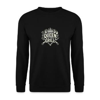 Königin des Grills - Unisex Pullover - Schwarz - Vorne - Alina (178cm) & Michal (187cm)