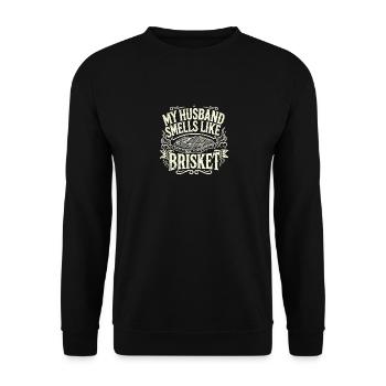 Mein Ehemann riecht nach Brisket - Unisex Pullover - Schwarz - Vorne - Alina (178cm) & Michal (187cm)