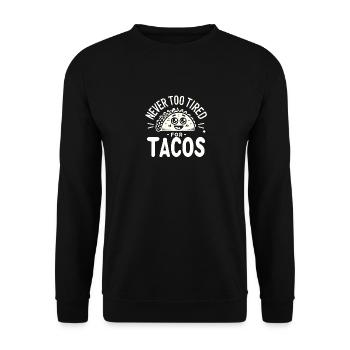 Nie zu müde für Tacos - Unisex Pullover - Schwarz - Vorne - Alina (178cm) & Michal (187cm)
