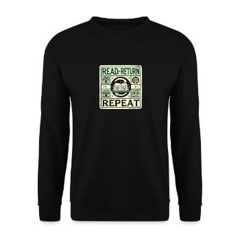 Lesen Zurück Wiederholen - Unisex Pullover - Schwarz - Vorne - Alina (178cm) & Michal (187cm)