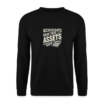 Buchhalter arbeiten ihr Vermögen ab - Unisex Pullover - Schwarz - Vorne - Alina (178cm) & Michal (187cm)