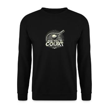 Wir sehen uns vor Gericht - Unisex Pullover - Schwarz - Vorne - Alina (178cm) & Michal (187cm)