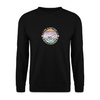 Das Leben ist besser mit einer Massage - Unisex Pullover - Schwarz - Vorne - Alina (178cm) & Michal (187cm)