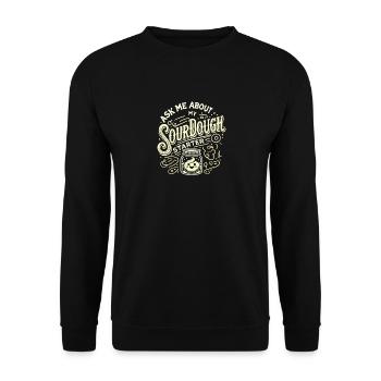 Fragen Sie mich nach meinem Sauerteigstarter - Unisex Pullover - Schwarz - Vorne - Alina (178cm) & Michal (187cm)