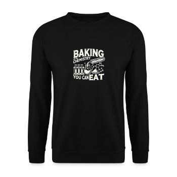 Backen - das ist Chemie, die man essen kann - Unisex Pullover - Schwarz - Vorne - Alina (178cm) & Michal (187cm)