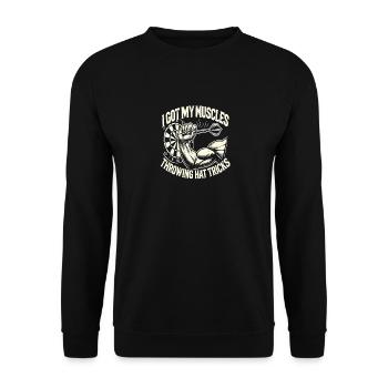 Ich habe diese Muskeln, die Hattricks machen - Unisex Pullover - Schwarz - Vorne - Alina (178cm) & Michal (187cm)
