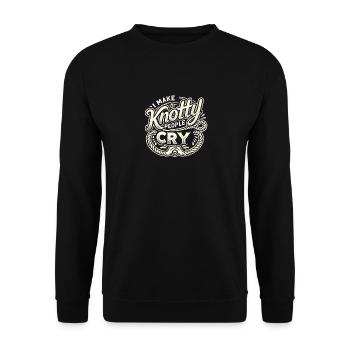 Ich bringe verknotete Menschen zum Weinen - Unisex Pullover - Schwarz - Vorne - Alina (178cm) & Michal (187cm)