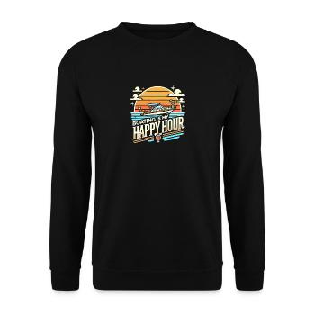 Bootfahren ist meine Happy Hour - Unisex Pullover - Schwarz - Vorne - Alina (178cm) & Michal (187cm)