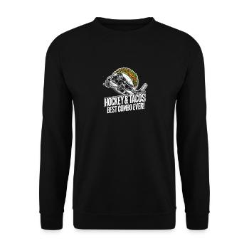 Hockey und Tacos - Unisex Pullover - Schwarz - Vorne - Alina (178cm) & Michal (187cm)