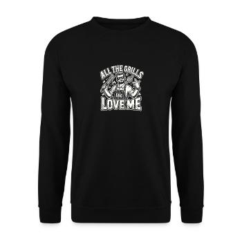 Alle Grills lieben mich - Unisex Pullover - Schwarz - Vorne - Alina (178cm) & Michal (187cm)