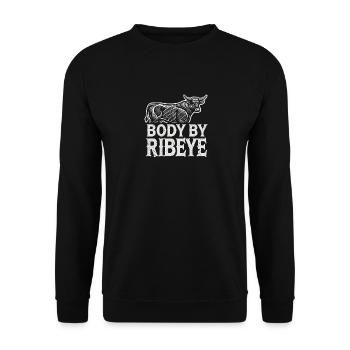 Körper von Ribeye - Unisex Pullover - Schwarz - Vorne - Alina (178cm) & Michal (187cm)