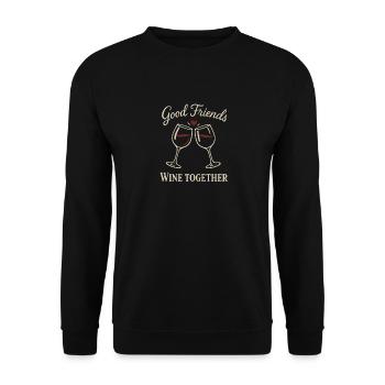 Gute Freunde trinken zusammen - Unisex Pullover - Schwarz - Vorne - Alina (178cm) & Michal (187cm)