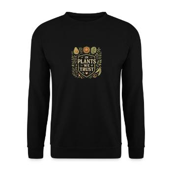 Wir vertrauen auf Pflanzen - Unisex Pullover - Schwarz - Vorne - Alina (178cm) & Michal (187cm)