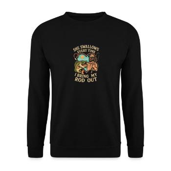 Sie schluckt jedes Mal, wenn ich meine Rute - Unisex Pullover - Schwarz - Vorne - Alina (178cm) & Michal (187cm)