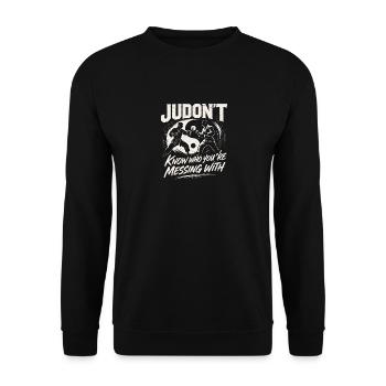 Man weiß nie, mit wem man sich anlegt - Unisex Pullover - Schwarz - Vorne - Alina (178cm) & Michal (187cm)