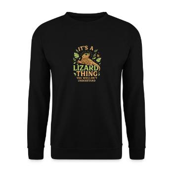 Eine Echsen-Sache, die du nicht verstehst - Unisex Pullover - Schwarz - Vorne - Alina (178cm) & Michal (187cm)