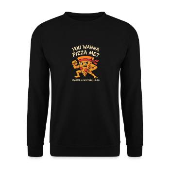 Willst du eine Pizza? - Unisex Pullover - Schwarz - Vorne - Alina (178cm) & Michal (187cm)