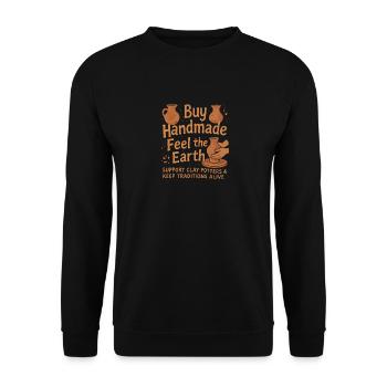 Handmade Feel the Earth kaufen - Unisex Pullover - Schwarz - Vorne - Alina (178cm) & Michal (187cm)