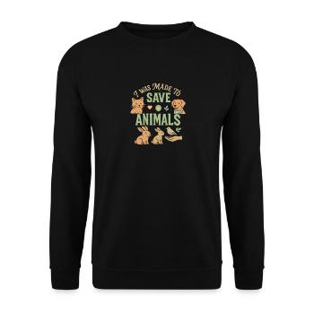 Ich wurde geschaffen, um Tiere zu retten - Unisex Pullover - Schwarz - Vorne - Alina (178cm) & Michal (187cm)