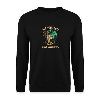 Haben Sie sich verlaufen? Geographie studieren - Unisex Pullover - Schwarz - Vorne - Alina (178cm) & Michal (187cm)