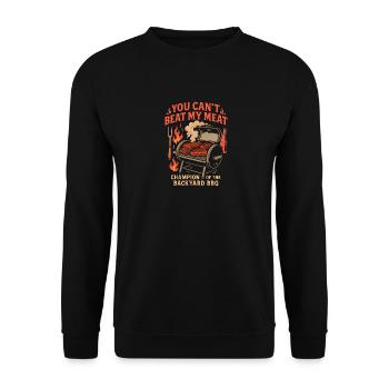 Du kannst mein Fleisch nicht schlagen - Unisex Pullover - Schwarz - Vorne - Alina (178cm) & Michal (187cm)