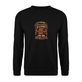 Wenn Schokolade essen ein Sport ist, bin ich ein - Unisex Pullover - Schwarz - Vorne - Alina (178cm) & Michal (187cm)