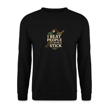 Ich schlage Leute mit einem Stock - Unisex Pullover - Schwarz - Vorne - Alina (178cm) & Michal (187cm)