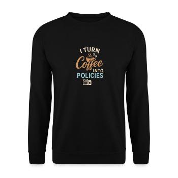 Ich mache Kaffee zu Politiken - Unisex Pullover - Schwarz - Vorne - Alina (178cm) & Michal (187cm)