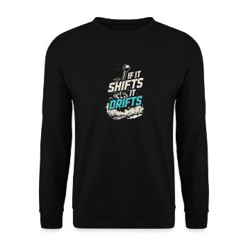 Wenn es sich verschiebt, driftet es - Unisex Pullover - Schwarz - Vorne - Alina (178cm) & Michal (187cm)