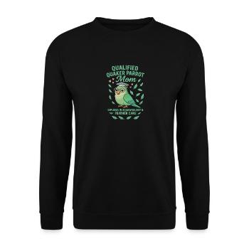 Qualifizierte Quaker Papageienmutter - Unisex Pullover - Schwarz - Vorne - Alina (178cm) & Michal (187cm)