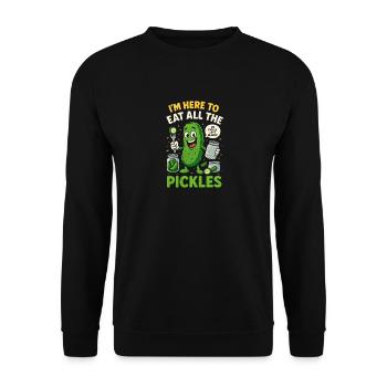 Ich bin hier, um alle Gurken zu essen - Unisex Pullover - Schwarz - Vorne - Alina (178cm) & Michal (187cm)
