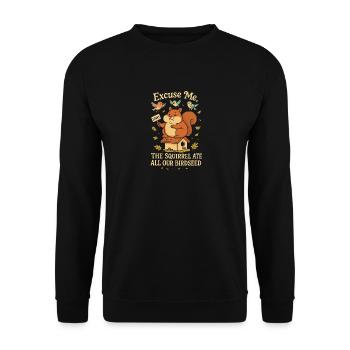 Entschuldigung, das Eichhörnchen hat unser ganzes - Unisex Pullover - Schwarz - Vorne - Alina (178cm) & Michal (187cm)