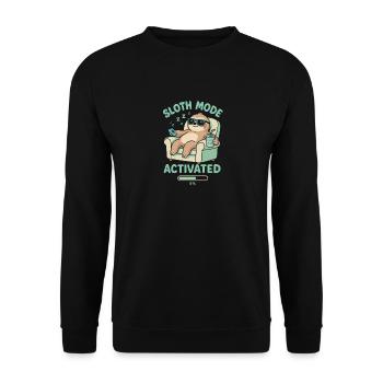 Faultiermodus aktiviert - Unisex Pullover - Schwarz - Vorne - Alina (178cm) & Michal (187cm)