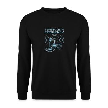 Ich spreche mit Frequenz - Unisex Pullover - Schwarz - Vorne - Alina (178cm) & Michal (187cm)