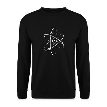 Herz Liebe Atom - Unisex Pullover - Schwarz - Vorne - Alina (178cm) & Michal (187cm)
