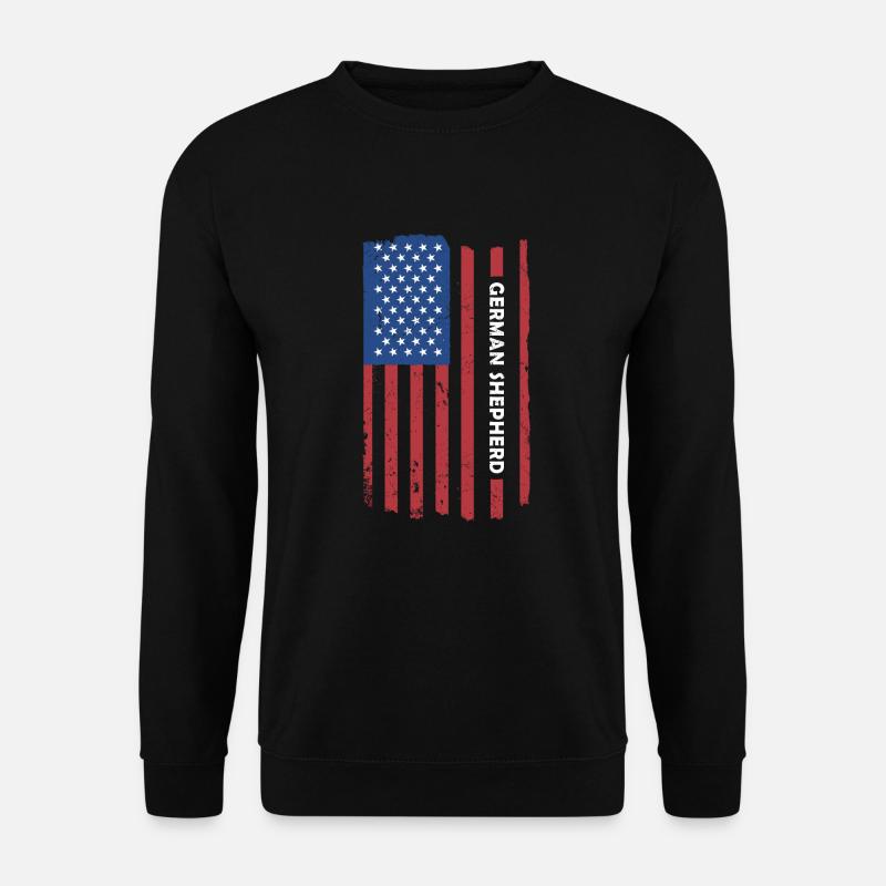 German Shepherd Us Flag - Unisex Pullover - Schwarz