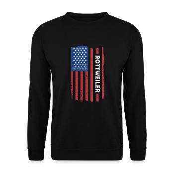 Rottweiler Us Flag - Unisex Pullover - Schwarz - Vorne - Alina (178cm) & Michal (187cm)