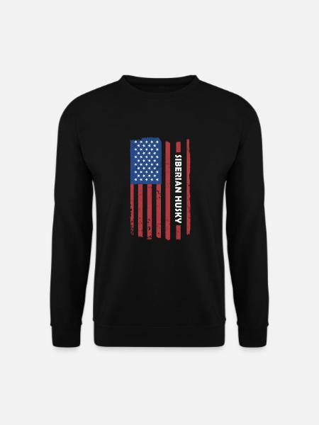 Siberian Husky Us Flag - Unisex Sweatshirt - black
