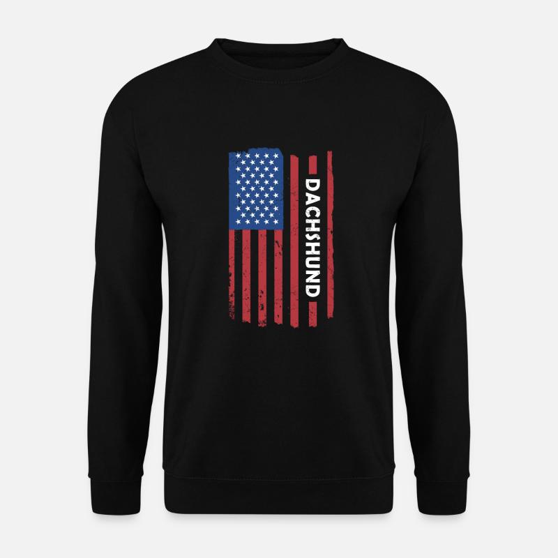 Dachshund Us Flag - Unisex Pullover - Schwarz