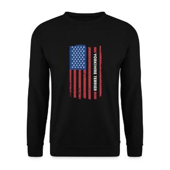 Yorkshire Terrier Us Flag - Sweat-shirt Unisexe - noir - Devant - Alina (178cm) & Michal (187cm)