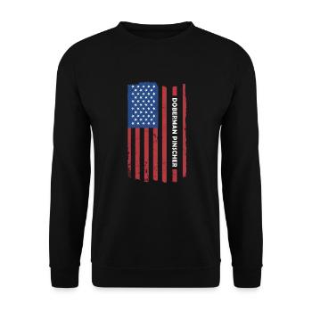Doberman Pinscher Us Flag - Unisex Sweatshirt - black - Front - Alina (178cm) & Michal (187cm)
